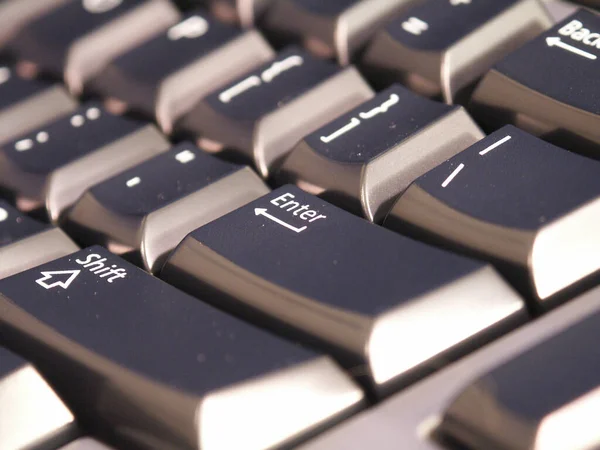 Teclado Computador Botões Fechar Contexto Tecnológico — Fotografia de Stock