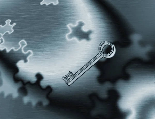 Schlüssel Und Puzzleteile Darstellung — Stockfoto