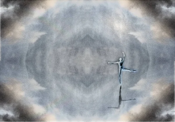 Tancerka Abstrakcyjnym Symetrycznym Tle Renderowanie — Zdjęcie stockowe
