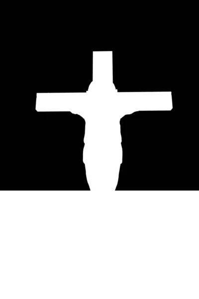 Black White Silhouette Crucified Man Rendering — Stock Photo, Image