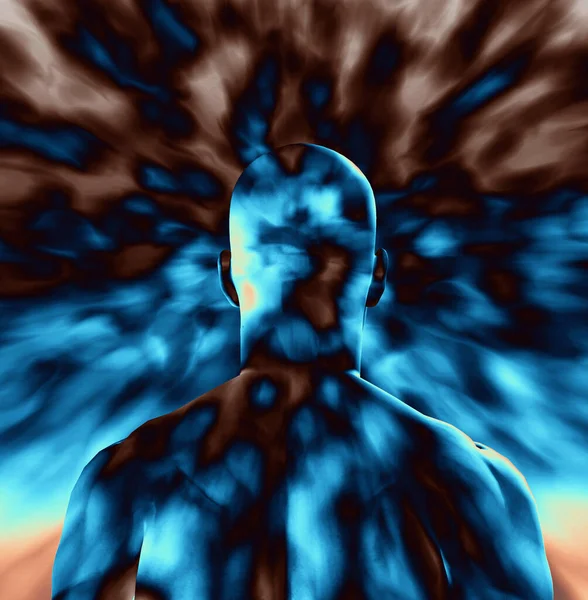 Abstract Background Human Face Rendering Bald Man Face Away — Zdjęcie stockowe