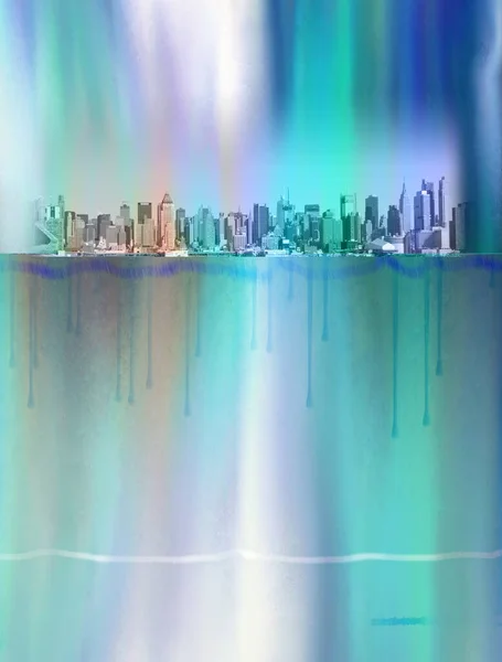 Abstrakt Bakgrund Med Skyskrapor Staden — Stockfoto