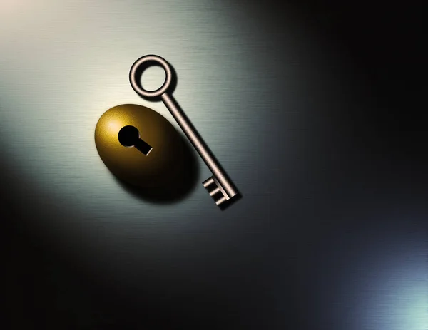 Schlüssel Zum Wohlstand Goldenes Nest Mit Schlüsselloch Rendering — Stockfoto