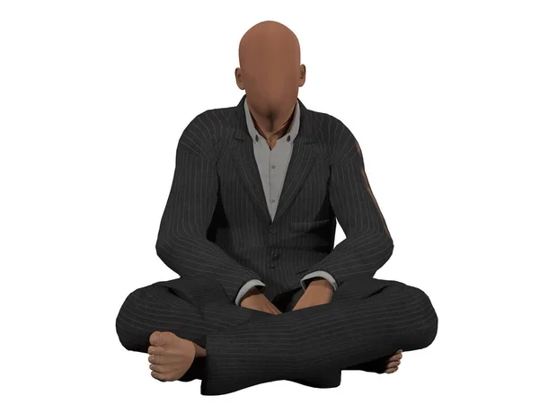 椅子に座っているビジネスマンの3Dレンダリング — ストック写真