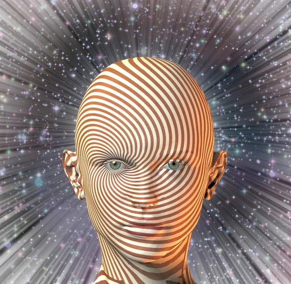 Renderowanie Ludzkiej Twarzy Mandala Zmniejszone Rozmiary — Zdjęcie stockowe