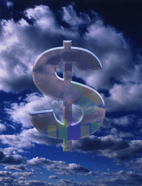 Znak Dolaru Pozadí Oblohy — Stock fotografie