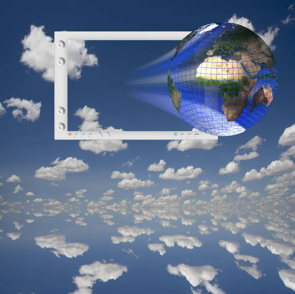 Znak Dolara Tle Niebieskiego Nieba Chmurami — Zdjęcie stockowe