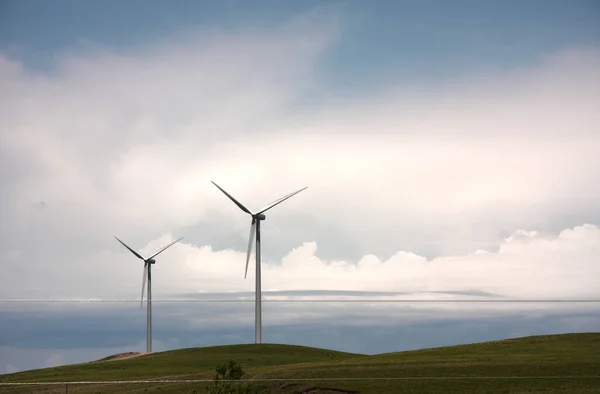 Turbine Eoliche Astratto Colorato Vista Sfondo — Foto Stock