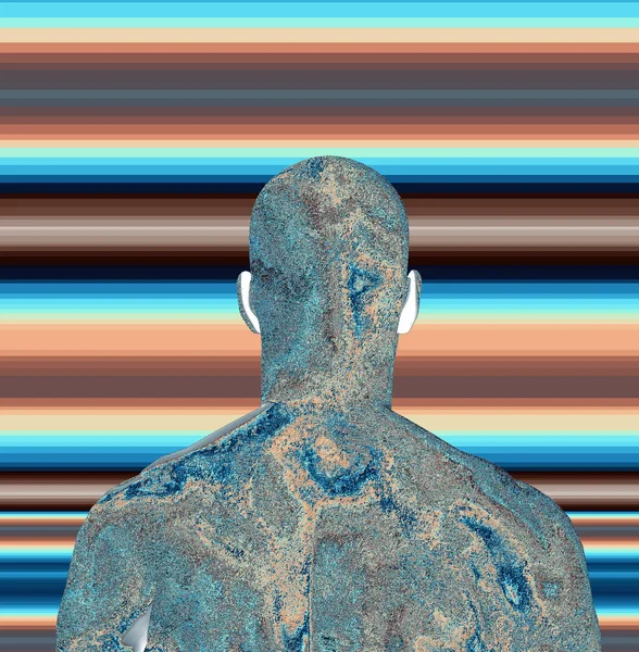 Abstract Background Human Face Rendering Bald Man Face Away — Stock Photo, Image