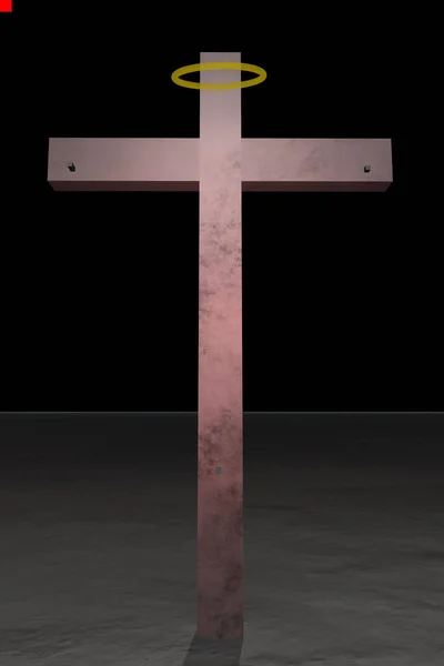 Dřevěný Kříž Svatozáří Vykreslování — Stock fotografie