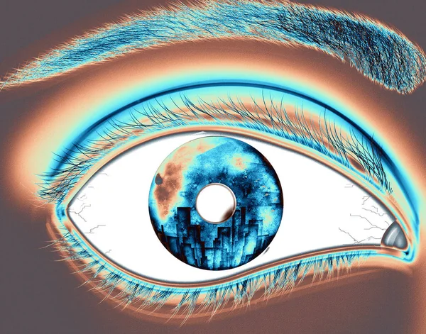 Eye Lens Reflection Green Glitter — Stockfoto
