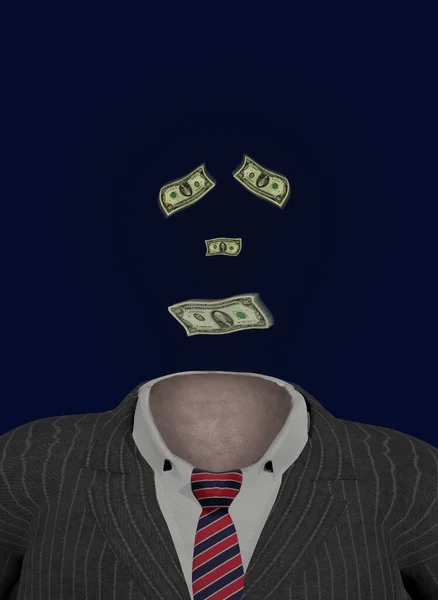 Money Man Surreal Composition Rendering — Stock Photo, Image