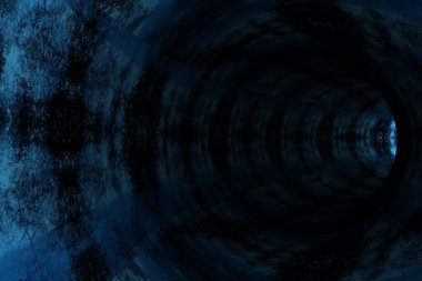 Soyut mavi tünel. 3d oluşturma.