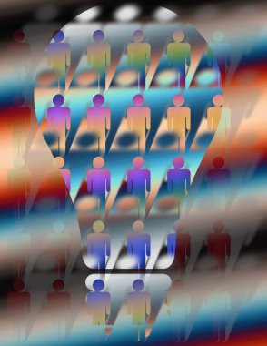 insan siluetleri ile parlak arkaplan 