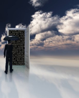 Şemsiye ve bulut hesaplama kavramına sahip iş adamı