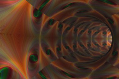 Duvarlarında renkli desenler olan soyut bir tünel.