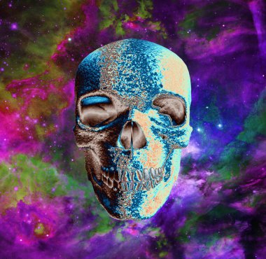 Arkaplan olarak insan kafatasının çirkin çizimi