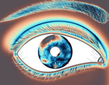 eye lens reflection with green glitter