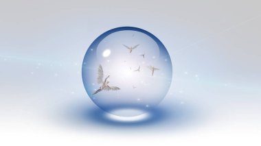 Baloncuğun içindeki melekler. 3d oluşturma.