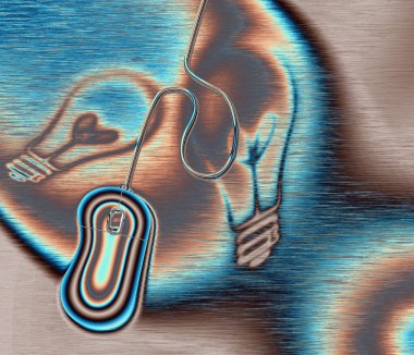 computer mouse with light bulb background