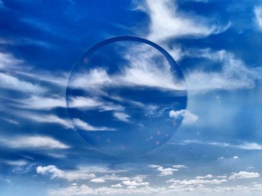 Gökyüzünde cam küre. 3d oluşturma.