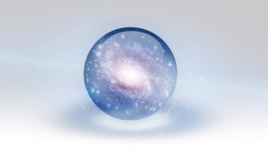 Kabarcık içindeki galaksi. 3d oluşturma.