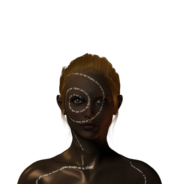 Renderização Uma Mulher Com Uma Máscara — Fotografia de Stock