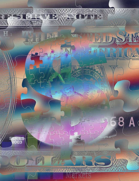 Dollar Sign Colorful Puzzle Background — стоковое фото