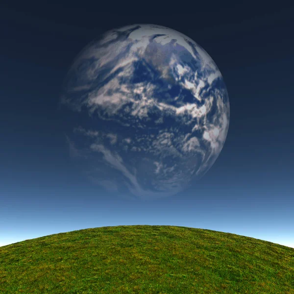 Planet Earth View Grass Landscape — Stock Photo, Image