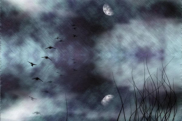 Abstrakter Hintergrund Mit Einem Schönen Himmel Und Mond — Stockfoto