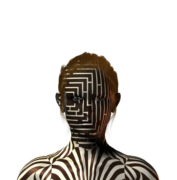 Αφηρημένη Ζωντανή Εννοιολογική Απεικόνιση Του Ανθρώπινου Κεφαλιού Φόντο Λαβύρινθο — Φωτογραφία Αρχείου