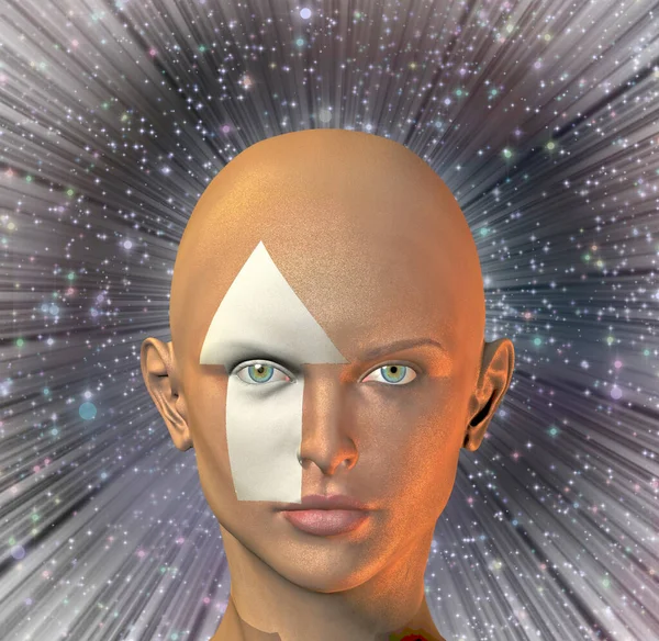 Render Human Face Mandala Reduced Size — Stock Photo, Image