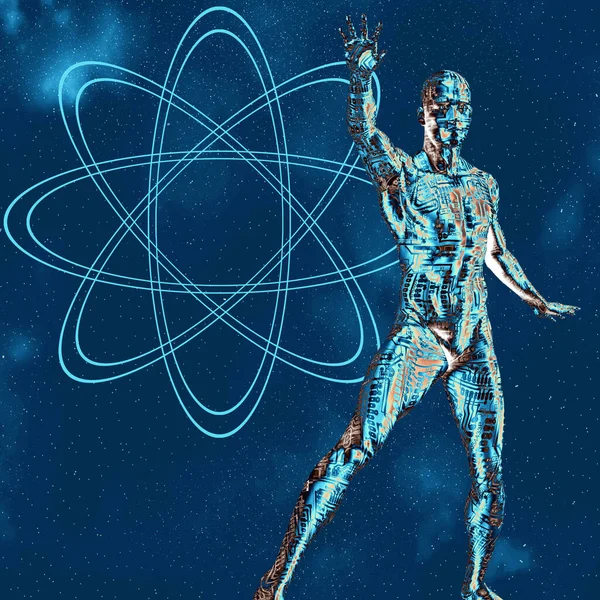 Konceptuell Atom Futuristisk Abstrakt Färg Bakgrund — Stockfoto