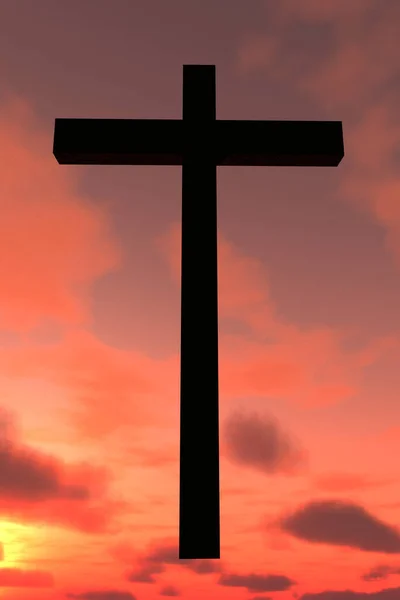 Cross Sunset Sky Rendering — Stock Photo, Image