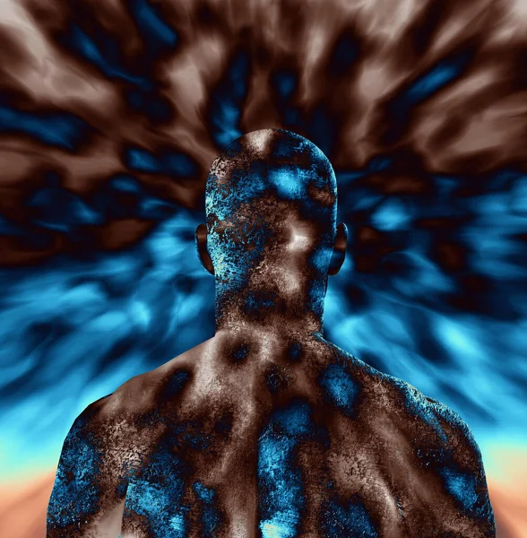 Abstract Background Human Face Rendering Bald Man Face Away — 스톡 사진