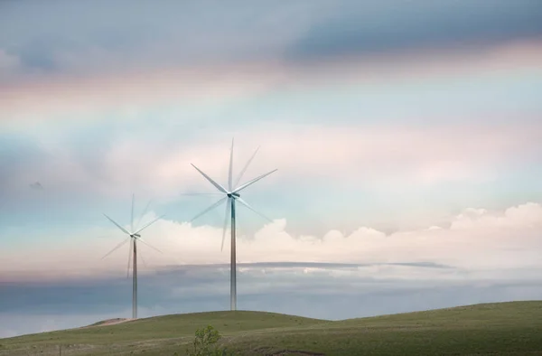 Turbine Eoliche Astratto Colorato Vista Sfondo — Foto Stock