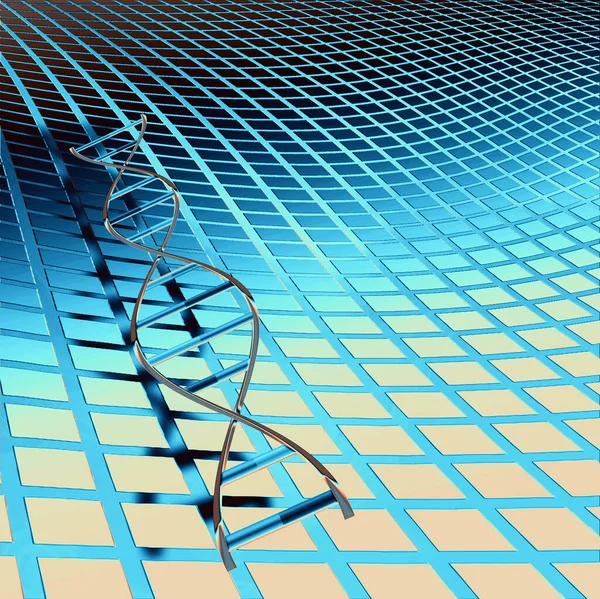 Dna Strand Abstract Grid Rendering — Stock Photo, Image