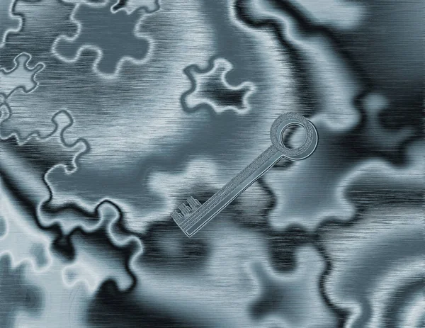 Key Puzzle Pieces Rendering — Stock Photo, Image