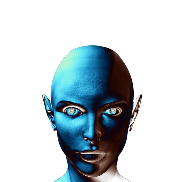 Rendering Art Human Head Futuristic Computer Graphic — Stock Photo, Image