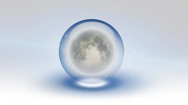 Luna Llena Dentro Burbuja Renderizado — Foto de Stock