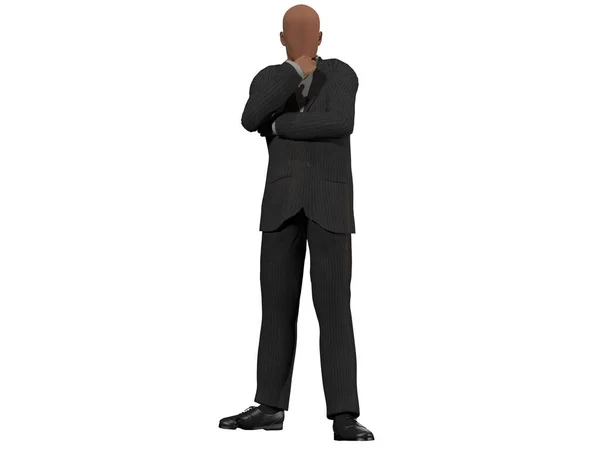 Rear View Businessman Standing Arms Crossed Looking Camera — Stockfoto