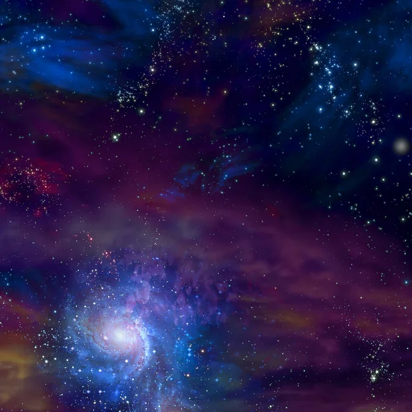 深い空間にある美しい銀河です 抽象的な背景とテキストのためのスペース — ストック写真