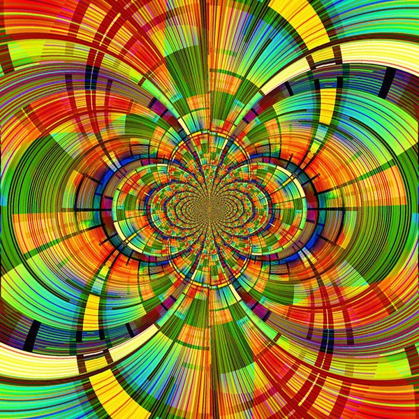 Abstrait Coloré Hypnotique Symétrique Motif Ornemental Décoratif Kaléidoscope Mouvement Géométrique — Photo
