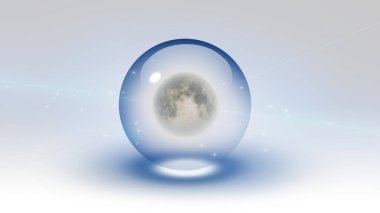 Dolunay kabarcığın içinde. 3d oluşturma.