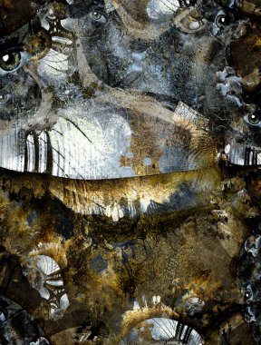 Çok farklı şekillere sahip soyut bir arkaplan 