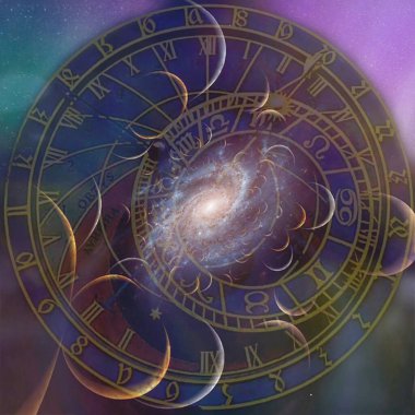 Ortaçağ astronomik saati. 3B görüntüleme.