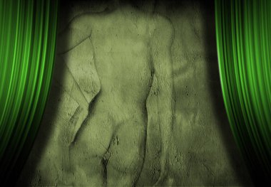 grunge desenli kadife perde