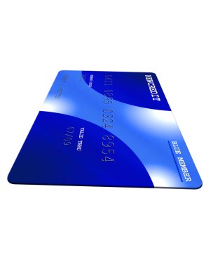 Mavi arka planı olan kredi kartı