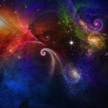 Digital abstract background with hands in space