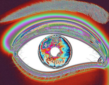 eye lens reflection with green glitter